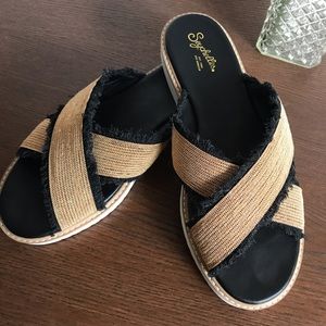 Seychelles Shoes - Seychelles Jasmine Sandal Black and Gold Seychelles Shoes - Seychelles Jasmine Sandal Black and Gold
